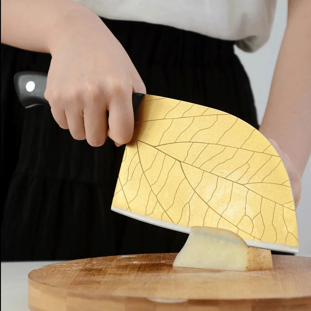 半圆镭射浅色叶纹屠夫刀4CR13英_12