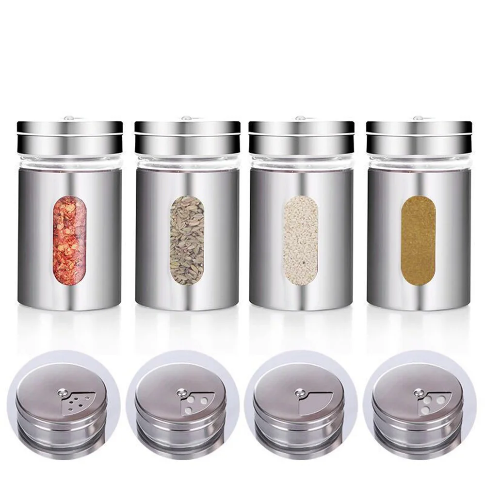 

Spice Jar Bottles Stainless Steel Glass Pepper Shaker Seasoning Condiment Seal Storage Bottles Kitchen Cooking Tools 82*50mm