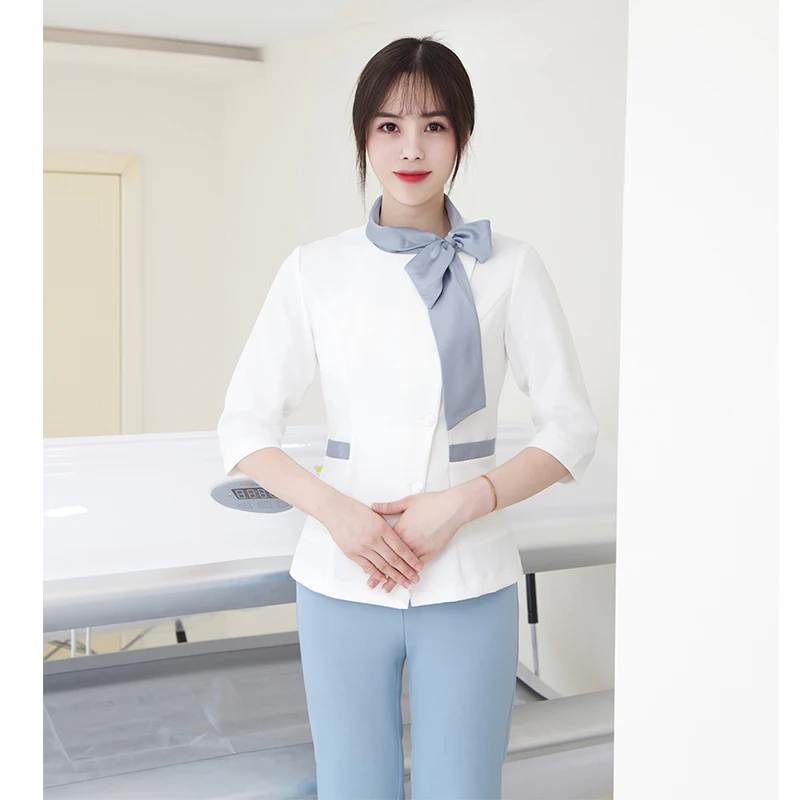 Cosmetologist work clothes spring and summer new temperament SPA health club set