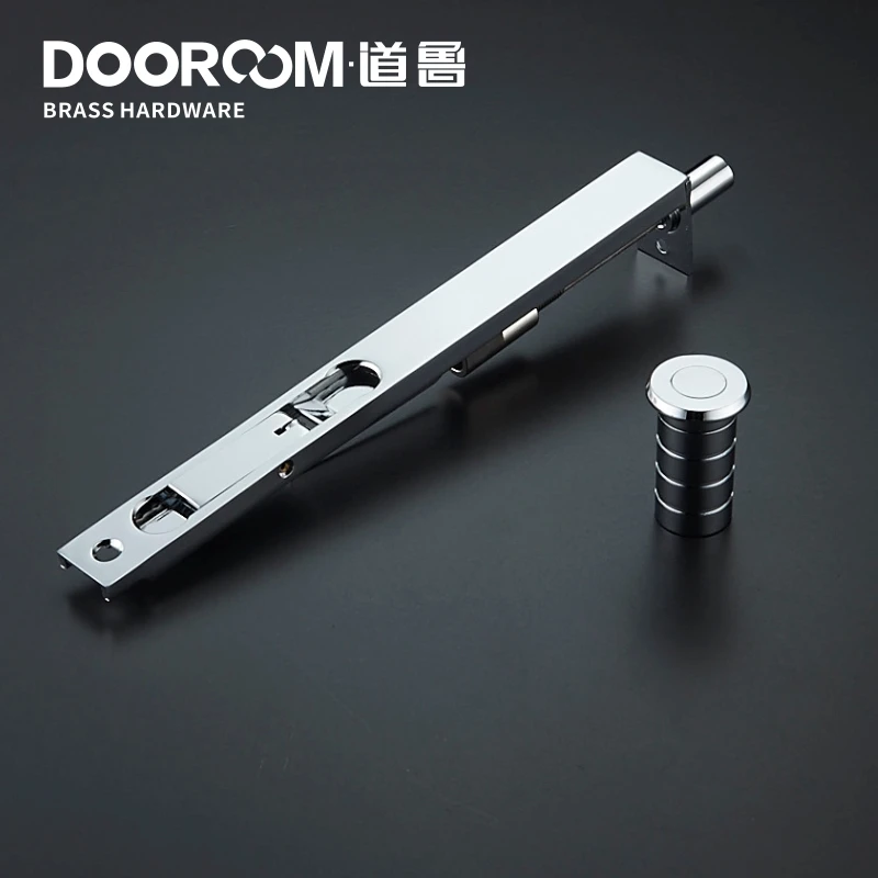 Дверной шпингалет Dooroom, латунный дверной шпингалет, защелка, потайная, защита от скольжения, рычаг действия " 10" 1" 24" для двойной двери с мощной пружиной - Цвет: BC-Bottom