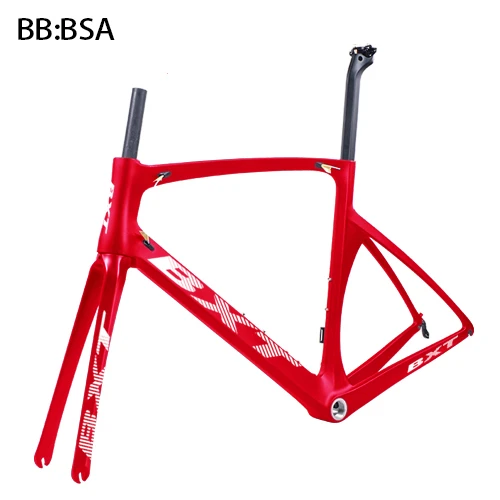 BXT новая карбоновая рама для велосипеда, сверхлегкая карбоновая дорожная рама 700C x 25C, полностью карбоновая дорожная рама di2, велосипедная рама вилка стойка сиденья - Цвет: bxt full red