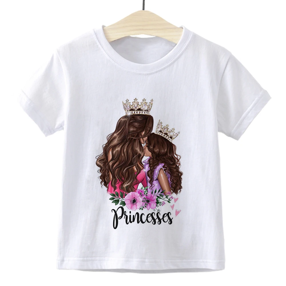 

Summer New Mommy and Me Princesses Baby Girl Clothes Loose Funny Kawaii Tshirt Streetwear Cute Thin Vintage Super MOM T shirt