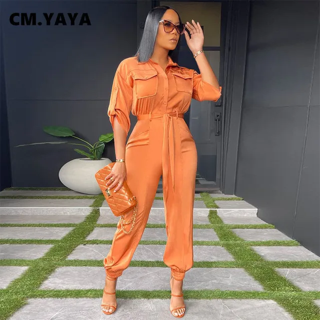 Sashes Safari Style Jumpsuit Streetwear 