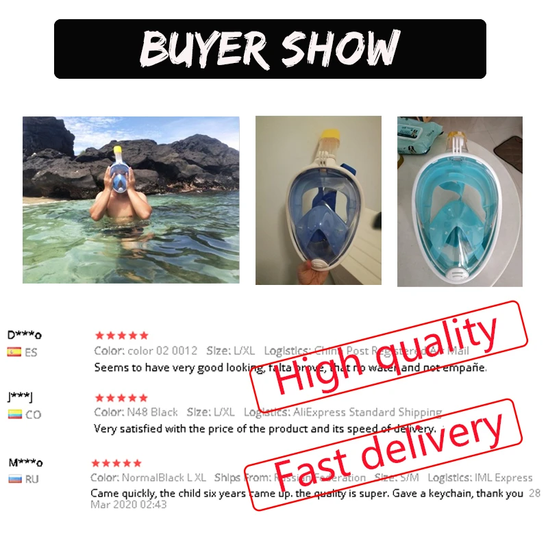 Маска для плавания Подводная маска детей и взрослых дайвинга на все лицо