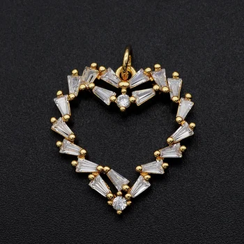 

5pcs/lot Luxury 22mm CZ Zircon DIY Jewelry Heart Charm Pendant Wholesale Jewellery Accessories Bracelet Making Charm Top Quality