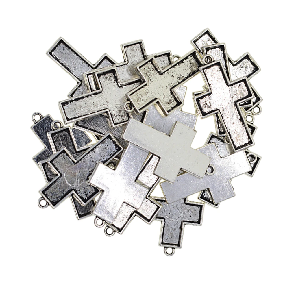 20 Pcs Antique Tibetan Style Alloy Cross Pendant Cabochon Bezel Settings Trays Cabochon Frame Setting Tray Pendant Blanks