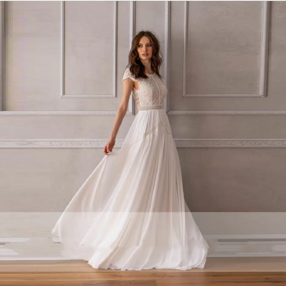 simple boho chic wedding dresses Satin A-line V-neck V Back 3/4 Sleeves Dress with Lace,MW432 leaving a lasting impression on everyone present Boho Wedding Dresses With Sleeves: