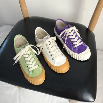 

2019 autumn new fashion simple color matching flat canvas shoes women trend comfortable wild casual shoes