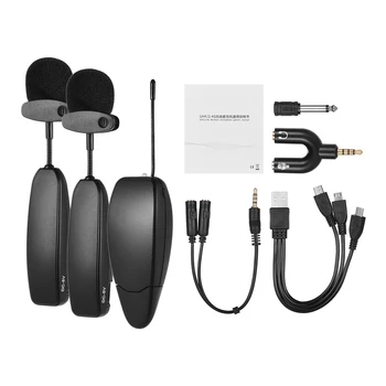 

Wireless UHF Microphone System 2 Transmitter 1 Receiver Lavalier Lapel Mics for Teaching Presentation Speaking Voice Amplifier