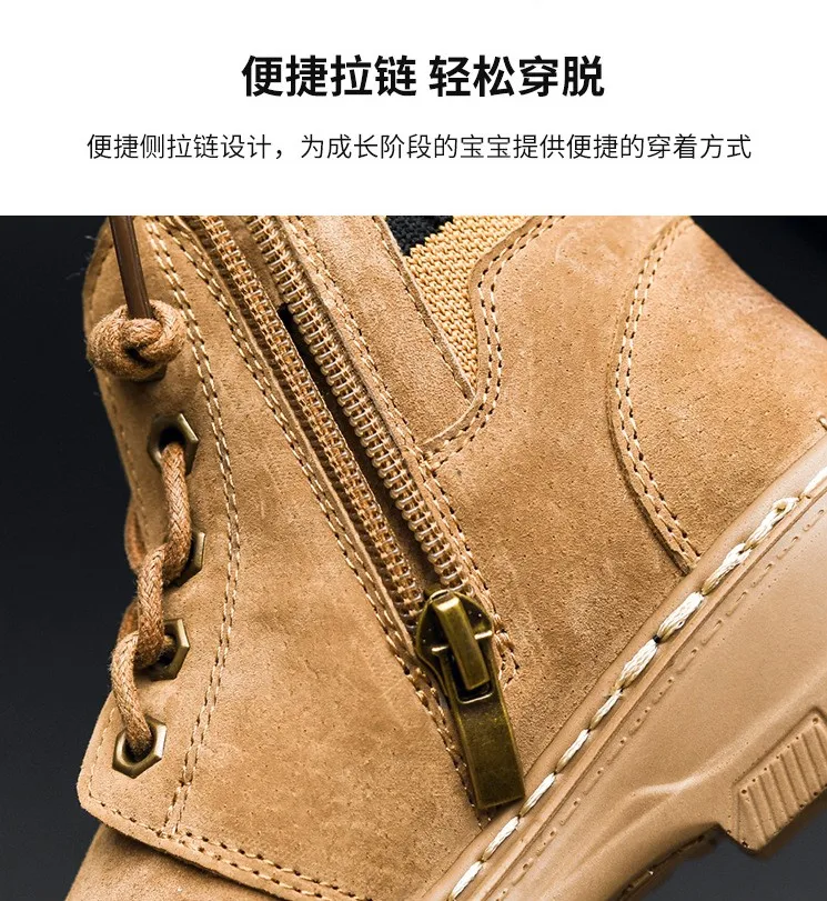 Children's Snow Boots Winter new Boys Short Boots British Wind Plus Velvet Boy Genuine Leather 2-14 Years Kids Cotton Boots