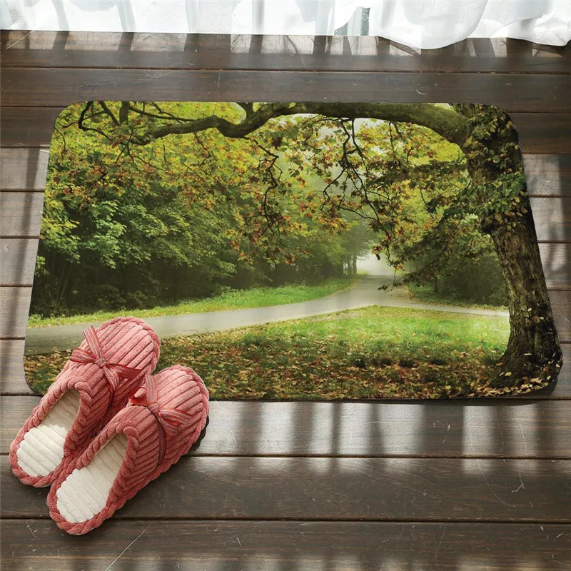 

Landscape Floor Mats Tree Waterfall Mountain Forest Printed Bathroom Kitchen Carpets Doormats Anti-Slip Floor Mat Tapete