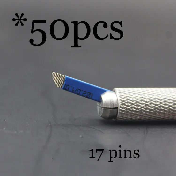 0,18 мм 7 9 11 12 14 U форма Перманентный макияж бровей flex иглы татуировки лезвия для 3D микроблейдинга Ламина лезвие Agulhas Tebori - Габаритные размеры: 50pcs17CF