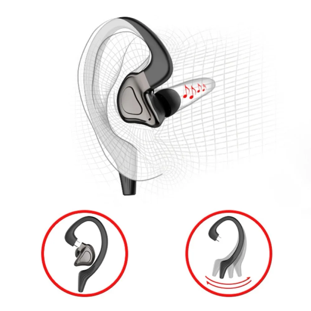TWS Bluetooth Earphones With Microphones Sport Ear Hook LED Display Wireless Headphones HiFi Stereo Earbuds Waterproof Headsets