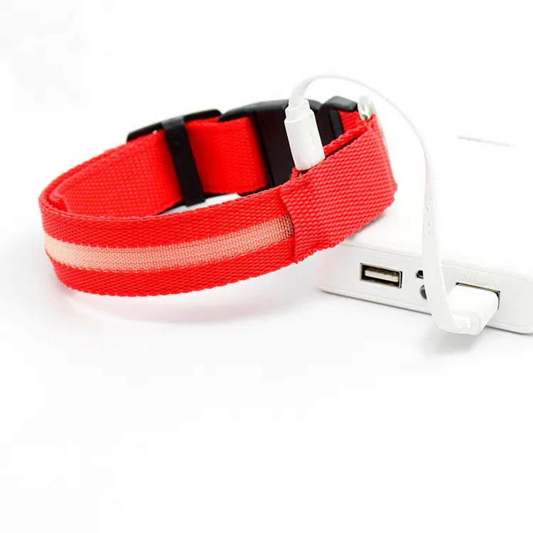 SXJ056-Red Светодиодный люминесцентные ошейники для собак usb зарядка светящийся ошейник для собаки безопасность мигающее контролируемое переключение поводок для домашних животных - Цвет: SXJ056-Red
