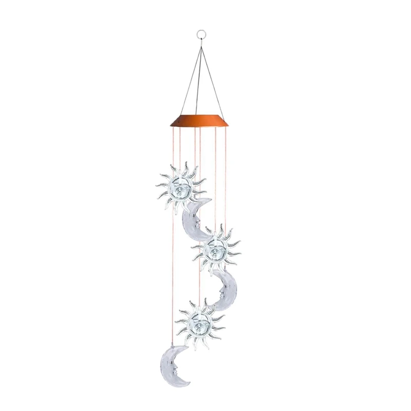 

Top-Solar Sun Moon Wind Chimes, Outdoor Waterproof Mobile Romantic LED Color-Changing Multi Solar Sensor Powered Wind Chimes Lig