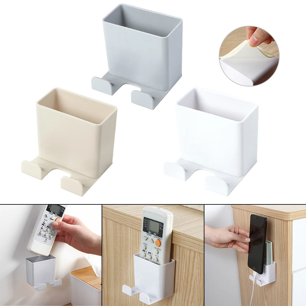 Wall Mounted Organizer Storage Box Remote Control Air Conditioner Stand Holder Hotel Office Home Storage Organization