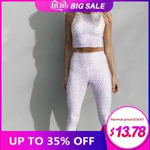 Mujer, розовый Леопардовый летний костюм для йоги, комплект из двух частей, без рукавов, дышащий, для фитнеса, для женщин, для бега, набор в горошек, женская одежда