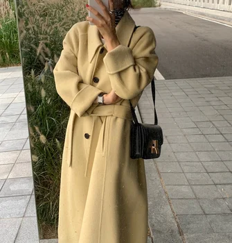 

YAMDI women blend tweed coat vintage warm thick chic fashion runway single breasted outwear korean autumn winter coats 2019 new