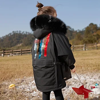 

3QR Children Down Coat Baby Girl Boy Thicken Jackets 2 3 4 years old Fur Hoodie Embroidery Quality Kids Winter Outfit