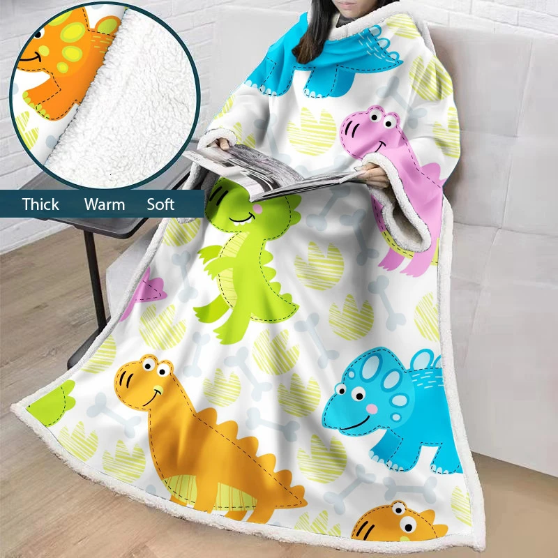 Model 4 Animal World Series Wearable Home Office Picnic Nap Blanket Super Warm Comfortable Fleece Sofa Bed Sleeves Blanket For Winter - Цвет: Model 4