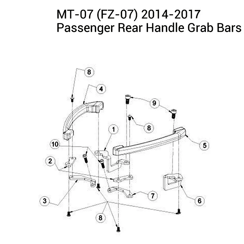 MT07 MT 07 FZ ручка для захвата пассажирских рельсов заднего сиденья Yamaha 2014 2015 2016