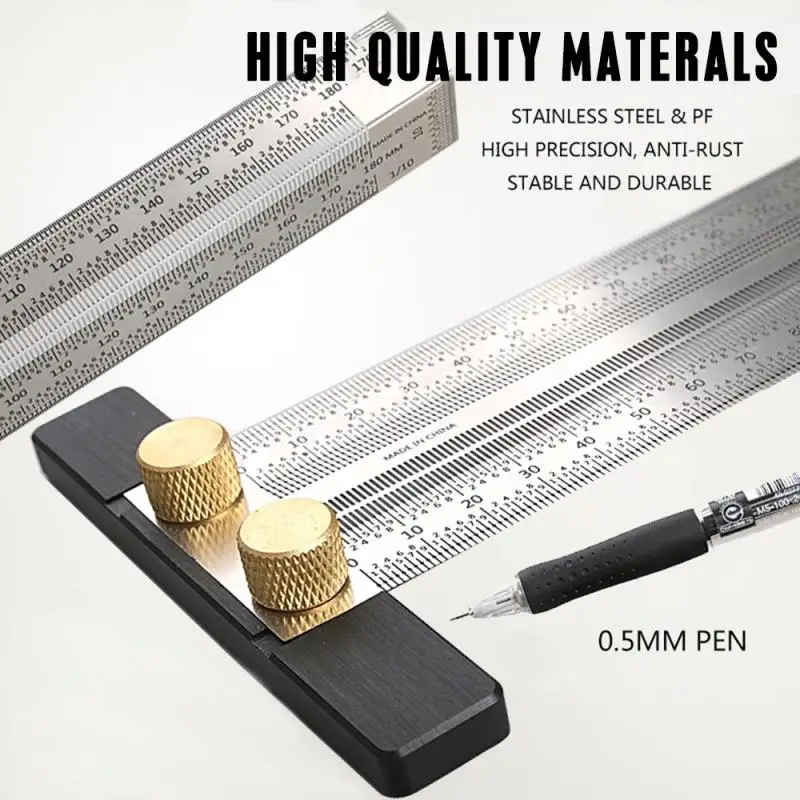 Ultra Precision Marking Multifunction Ruler T Type Square Scribe Marking Line Measuring Angle