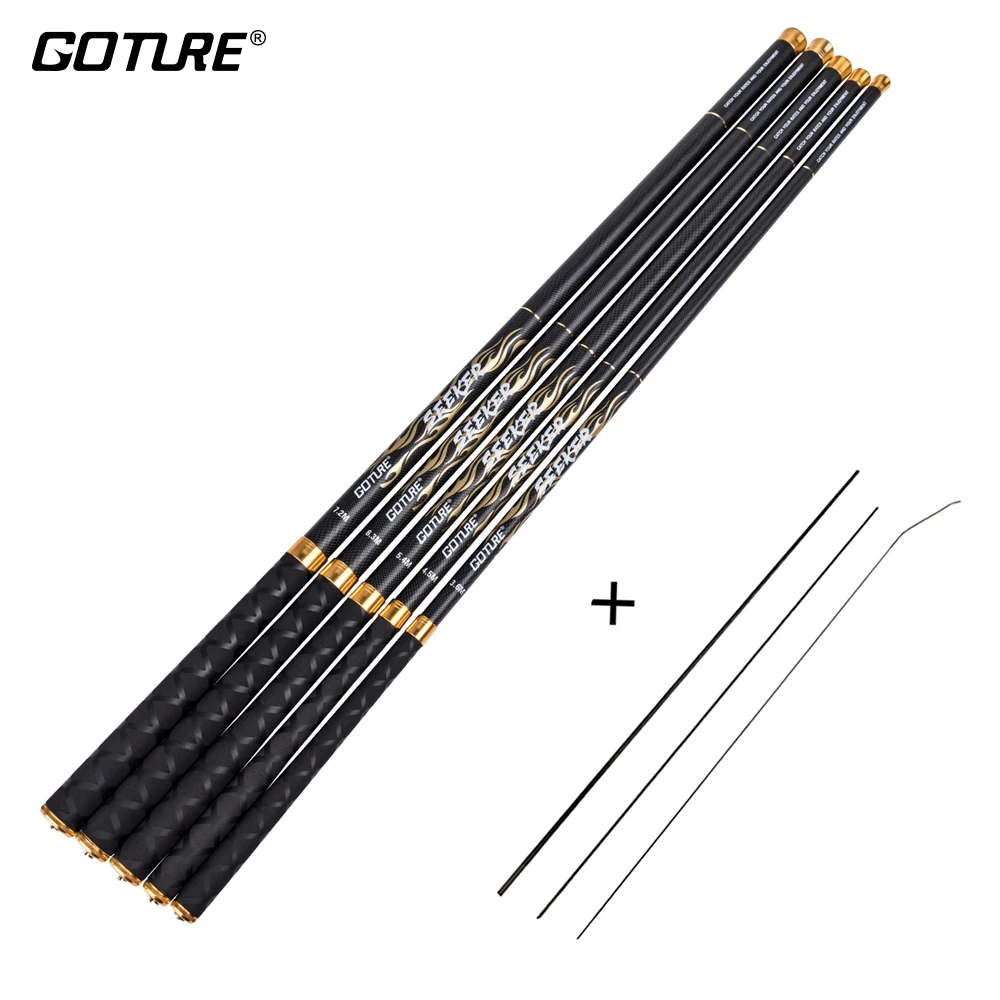 

Goture SEEKER 24T Carbon Fiber Telescopic Fishing Rod Stream Hand Pole Carp Feeder Tenkara Fishing Rods 3.6m 4.5m 5.4m 6.3m 7.2m