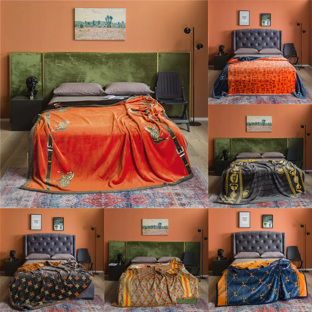 Luxury Flannel Printed Blanket Famous Designer Thick Heavy Weighted Warm Winter Soft High Quality Throw For Beds | Дом и сад