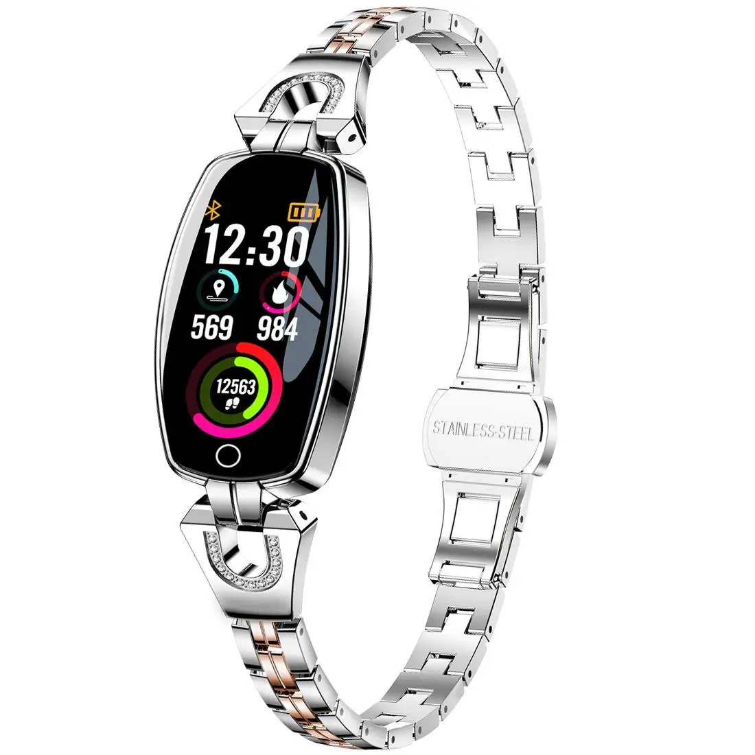Смарт-часы H8, женские, водонепроницаемые, Bluetooth, фитнес-браслет, умные часы, мониторинг сердечного ритма для iOS, Android, браслет, умные часы - Цвет: Silver