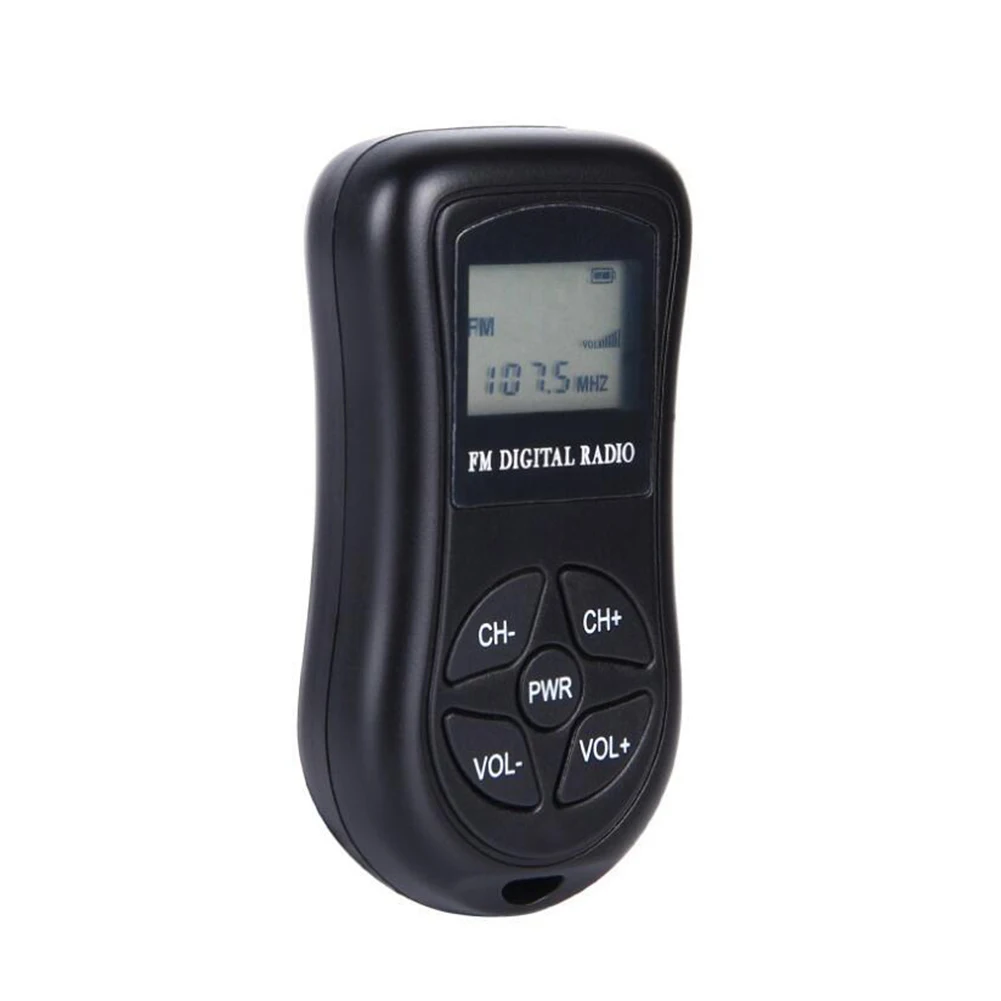 Черный цифровой карманный ЖК-дисплей радио портативный ABS Карманный аккумулятор питание стерео наушники мини ресивер FM