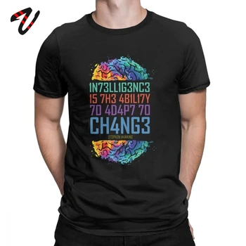 

Intelligence T Shirt Men Intelligence is The Ability to Adapt to Change Tops Slogan Tees 100% Cotton Male Birthday Gift T-Shirt