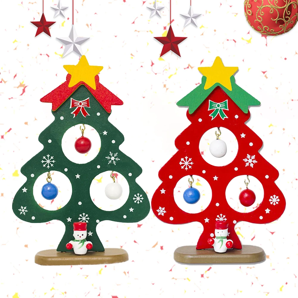 Mini Painted Christmas Tree Christmas Tree Decor Ornaments Cute Decoration Christmas Wooden Card New Year's Decorations For Home