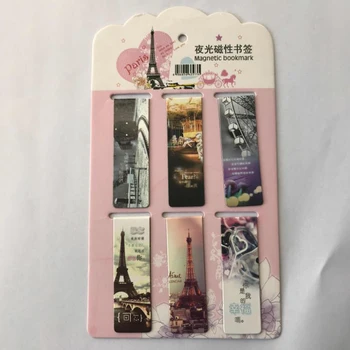 

6 Pcs/pack Glow In The Dark Tower Paper Magnetic Bookmarks Book Markers School Supplies Stationery