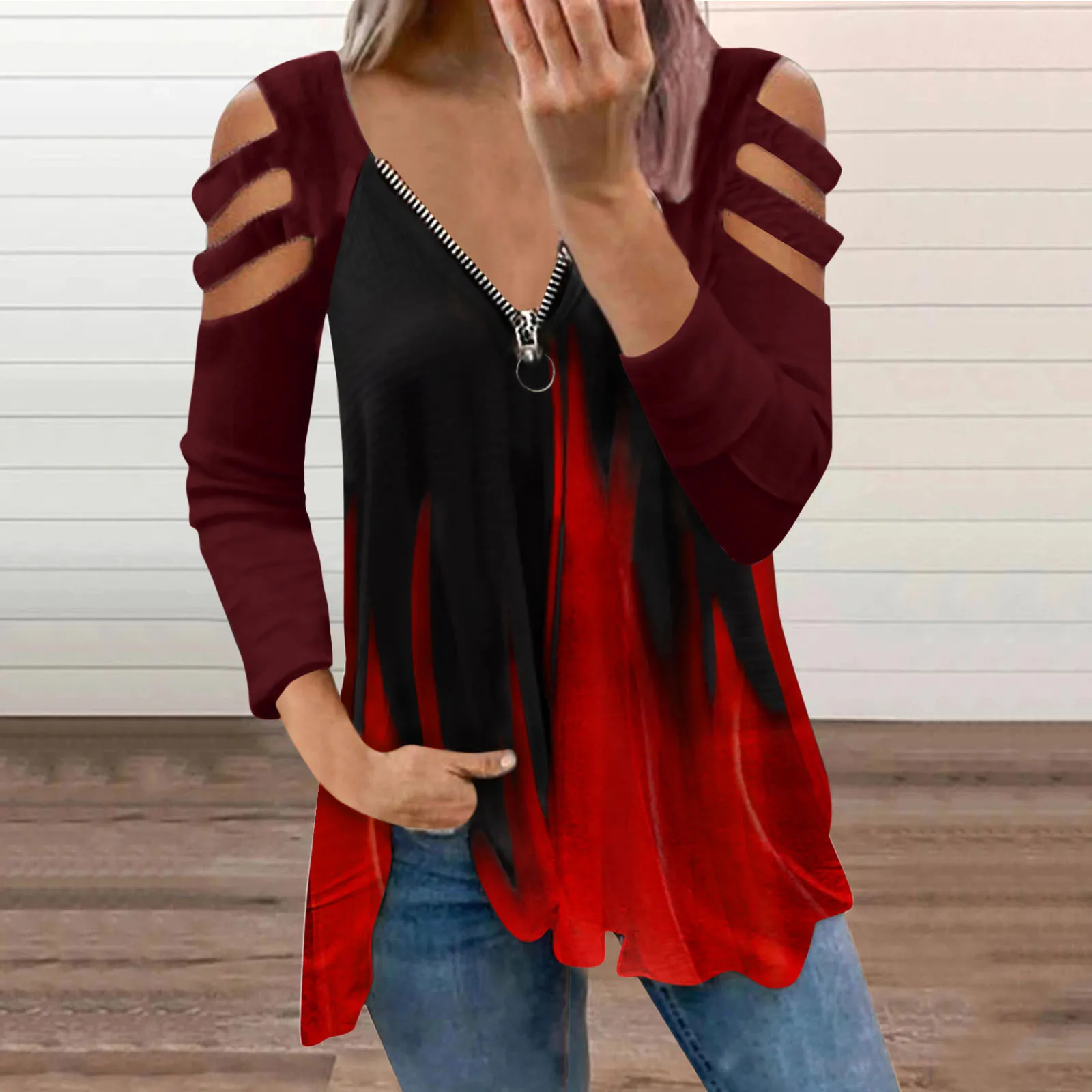 Autumn Ladies Casual Fashion Floral Printed Sexy Off Shoulder Long Sleeve Tops Loose Ladies Female Women Blusas Pullovers Tops