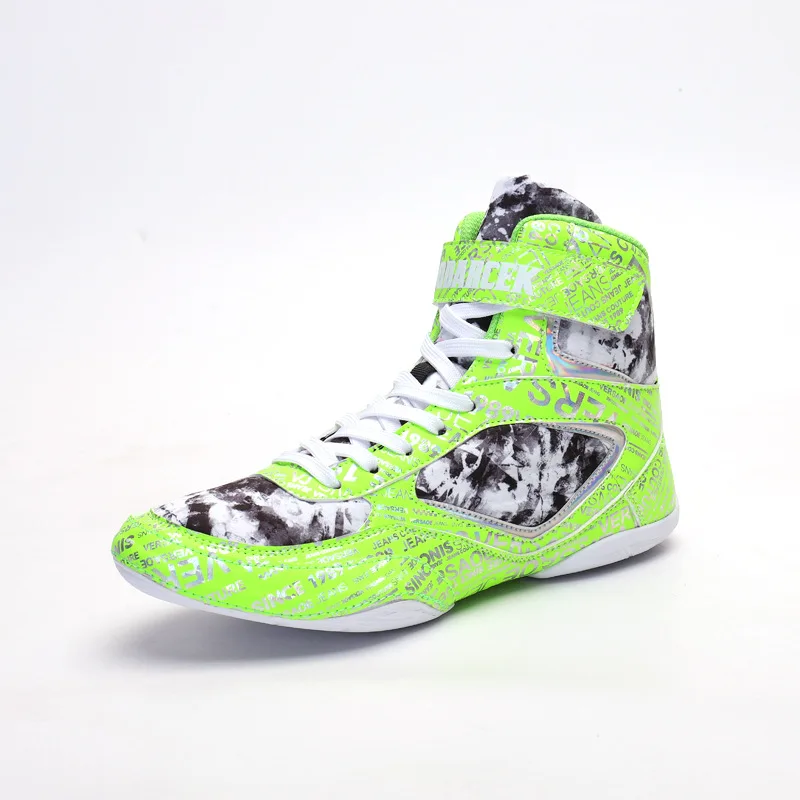 Men Women Boxing Shoes Hook & Loop Big Boy Wrestling Shoes Brand Designer Man Boxing Boot High Top Shoe Mens