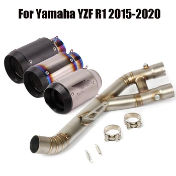 

For Yamaha R1 YZF-R1 2015-2020 Exhaust Middle Mid Pipe Escape Connect Link Tube Slip On 60mm Short Muffler Tips Motorcycle
