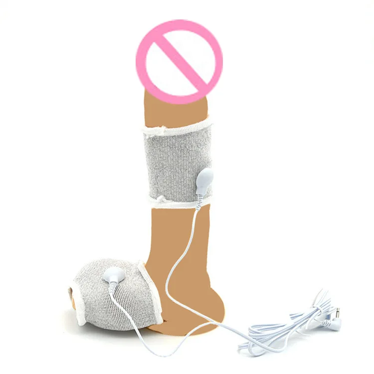 SM Electro Shock Cock Ring Conductive Fiber Penis Ring Electro Stimulate Therapy Massager Men Penis Extender Enlargement Sex Toy