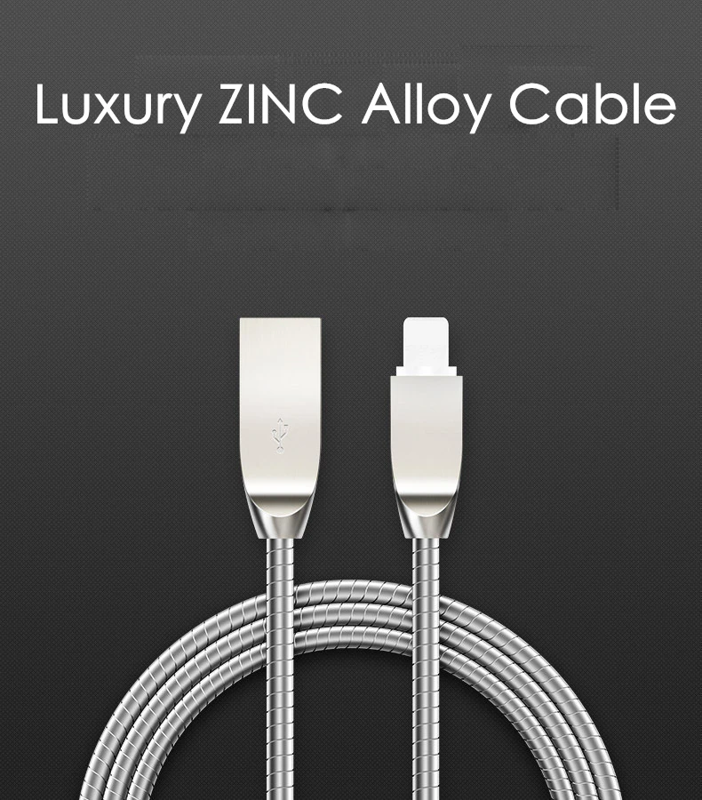 Zinc USB Cable 5V 2.4A Fast Charging Metal Braide Type C Micro USB Charger Cable Spring Wire Cord for Samsung Xiaomi Huawei usb quick charge