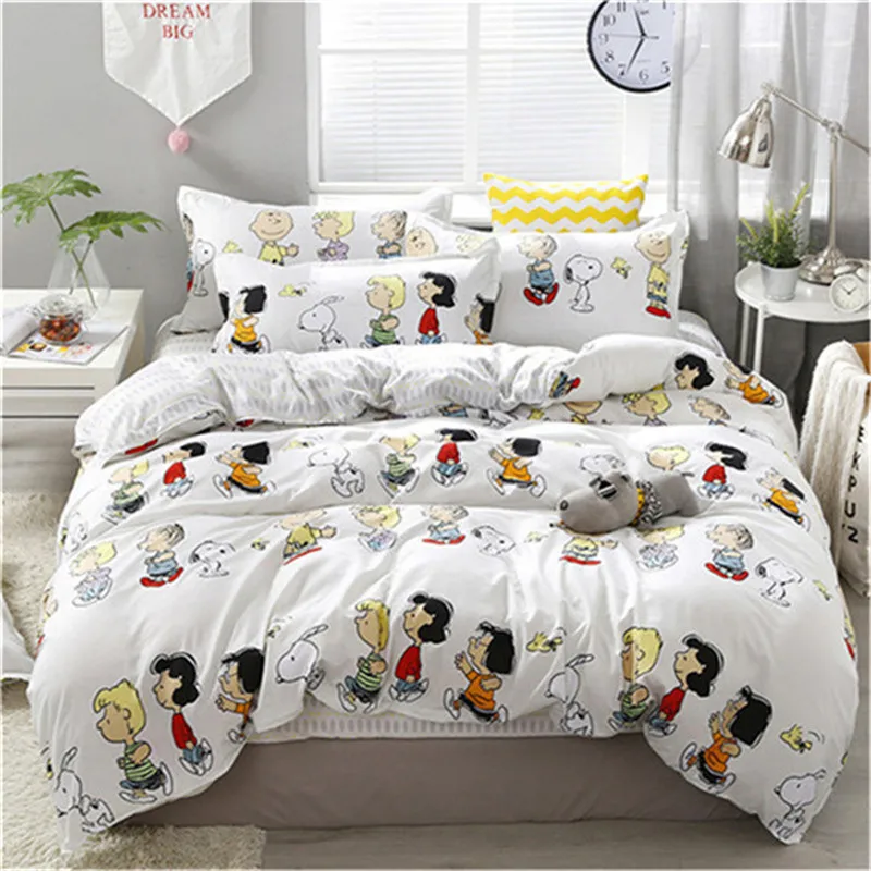 3/4 вещи в комплекте, зимние детские Постельное белье Happy Семья, принт с героями мультфильмов, постельное белье, покрывало на кровать, на плоской подошве, простынь и наволочки) Домашний текстиль дропшиппинг - Цвет: 1