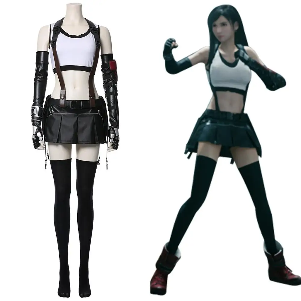 

Final Fantasy VII Cosplay Tifa Lockhart Cosplay Costume Uniform Full Suit Women Girls Outfit Halloween Party Costumes