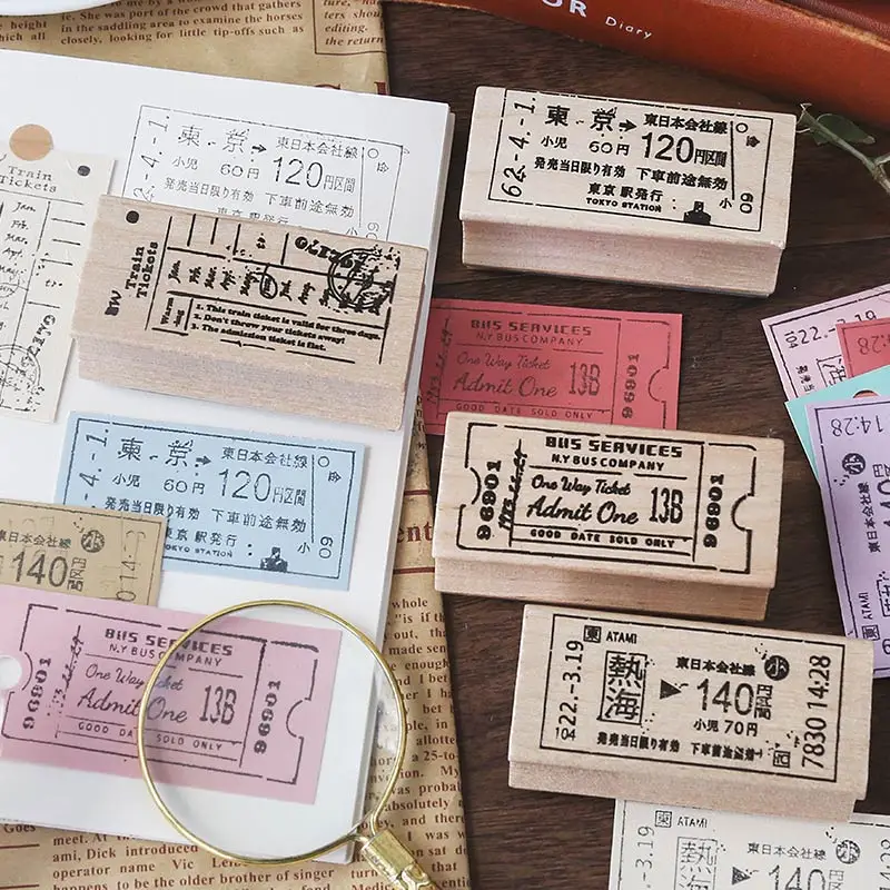 Винтажные серии билетов штамп путешествия деревянный резиновый штамп для DIY Скрапбукинг Канцелярские принадлежности DIY ремесло Стандартный DIY фото открытки в альбом