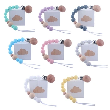 

New Baby Care Universal Holder Leash For Pacifiers Nipples Clip Infant Child Soother Beaded Wooden Chains Teethers