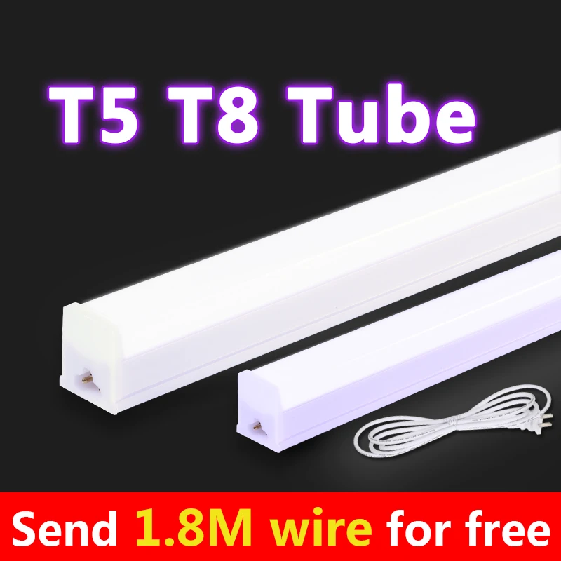 Светодиодный трубный светильник T5 T8 220 В 10 Вт 6 европейский тип белый теплый 30 см 60