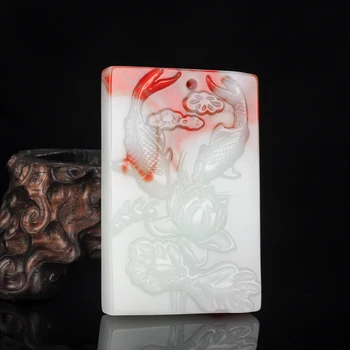 

Xinjiang and Tian Yunian Jade Leaf Koi Necklace