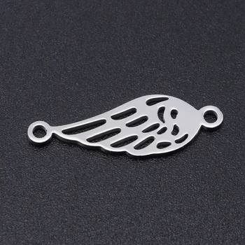 

5pcs/lot 100% Stainless Steel Angel Wing Connector Charms Wholesale Top Quality DIY Necklace Bracelet Making Charms