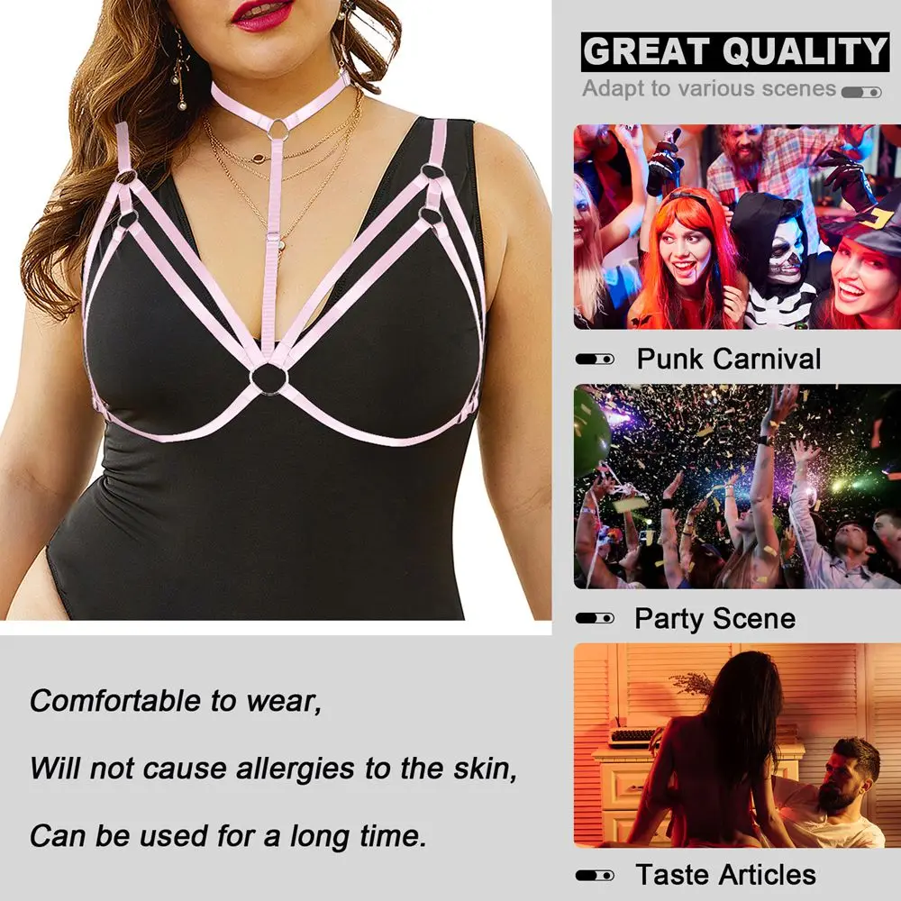 

Plus Size Bustier Erotic Lingerie Busty Women Body Harness Fashion Brassiere Suspender Sexy Chest Bandage Hollow Straps Bra Cage