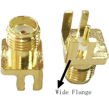 

100pcs SMA Female Jack Socket End Edge Launch 1.6mm PCB Mount Wide Flange Solder Connector