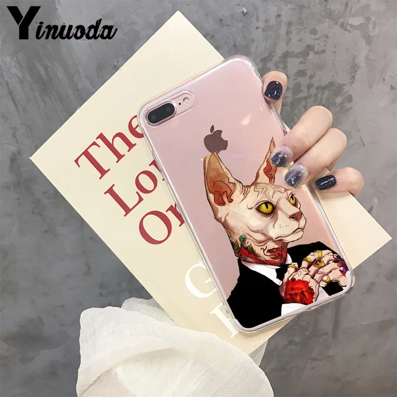 Yinuoda sphynx cat 2018 новый роскошный модный Чехол для мобильного телефона iPhone 8 7 6 6S Plus X XS