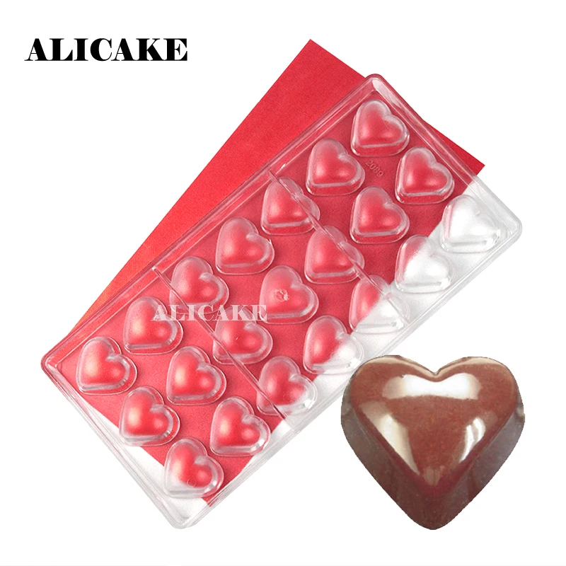 3D Chocolate Candy Bar Molds Forms Polycarbonate Heart Shape Tray Baking Pastry Bakery Tools Plastic for Chocolate Candy Mould