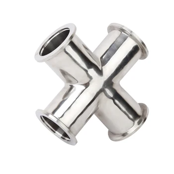 

304 Stainless Steel Sanitary Vacuum Fitting Equal 4 Ways Cross Flange Joint Quick Install Cross Vacuum Pipe KF16 KF25 KF40 KF50